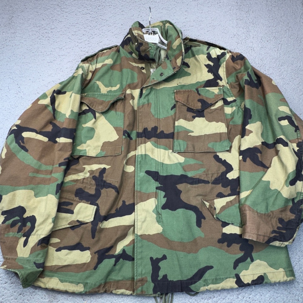 US Military Field Coat Mens Medium Short Woodland Camo Jacket 1997 USA M81 M65